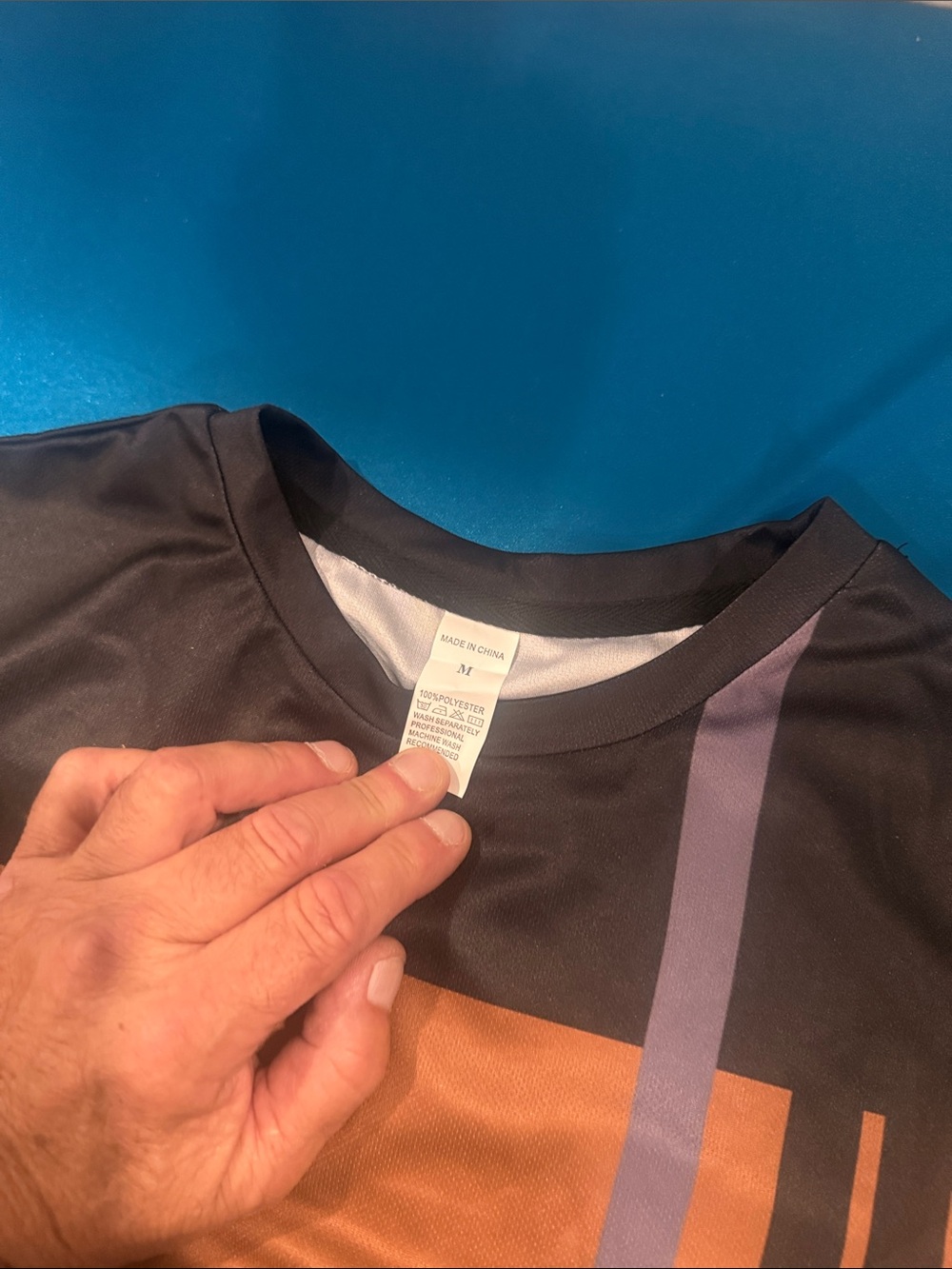 Men's Short Sleeve Geometric Block Tee in Brown, Black & Pink - Picture 2 of 3